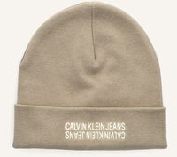 Beige CALVIN KLEIN Mütze COTTON MIRROR LOGO BEANIE - medium