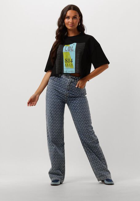 Schwarze ALIX THE LABEL T-shirt LADIES KNITTED TRAVEL CROPPED T-SHIRT - large