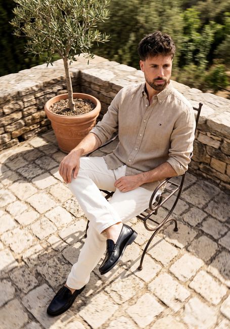 Beige TOMMY HILFIGER Casual-Oberhemd PIGMENT DYED LI SOLID RF SHIRT - large
