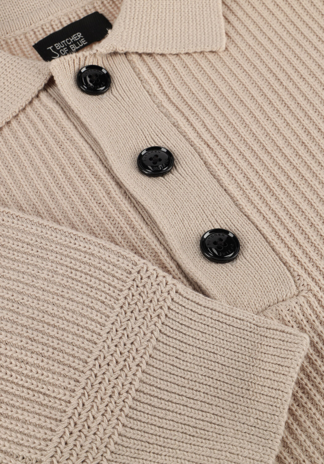 Beige BUTCHER OF BLUE Pullover GALWAY POLO LS - large