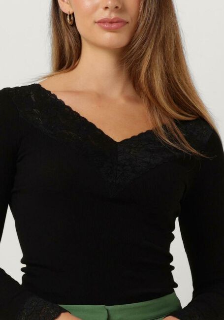 Schwarze ROSEMUNDE Tops & T-shirts BERNADINE ORGANIC T-SHIRT LACE - large