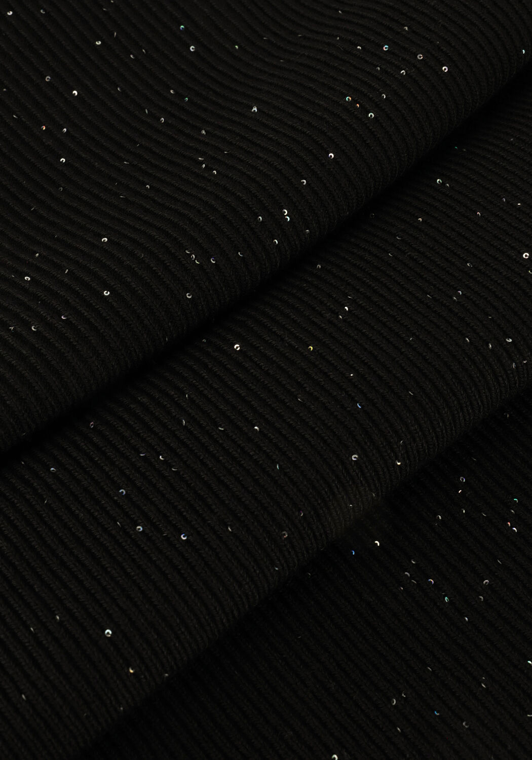 Schwarze GUESS Langarmshirts LS MICRO SEQUIN RIB LEA SWTR - large