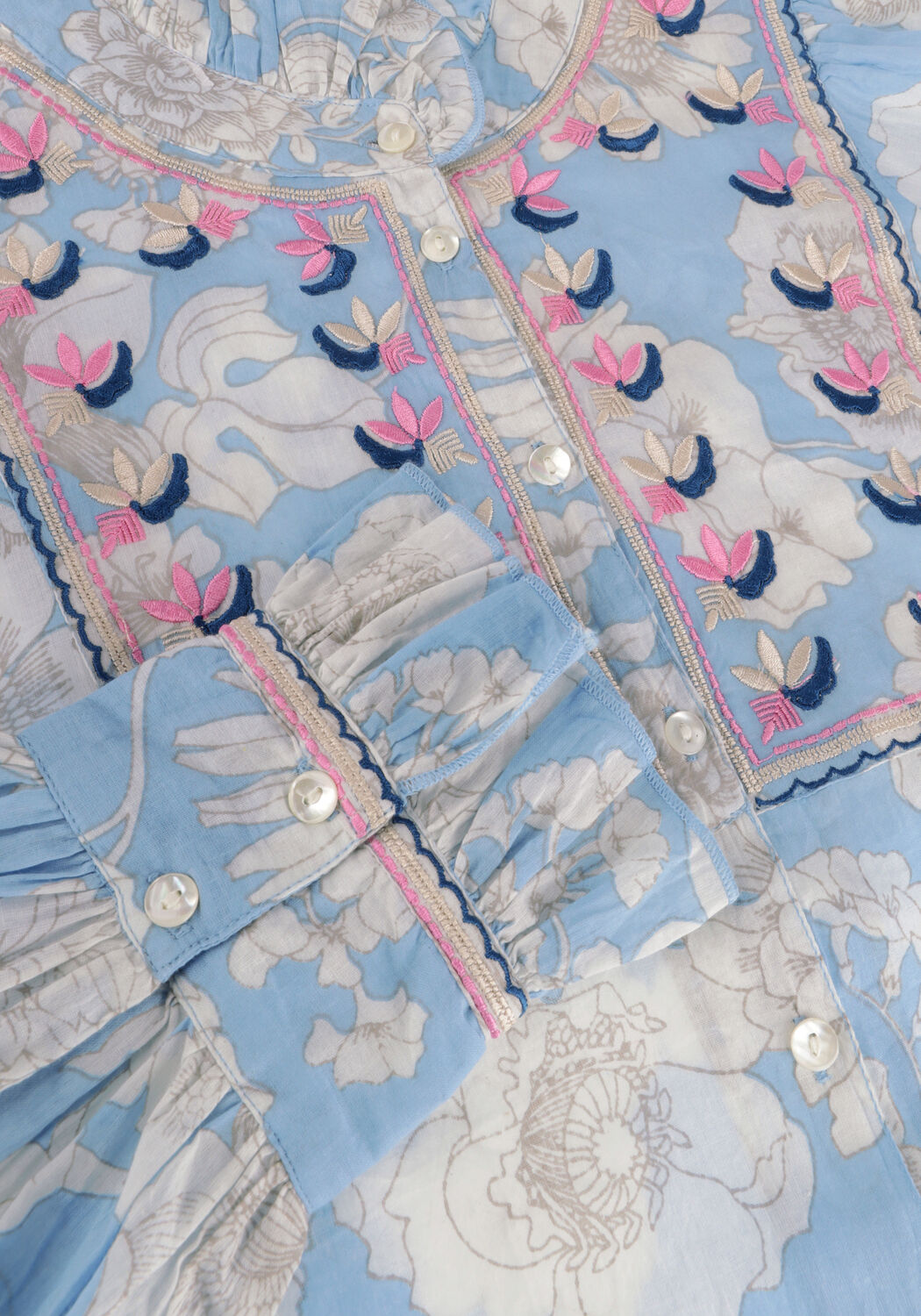 Hellblau ANTIK BATIK Blusen PEONY BLOUSE - large