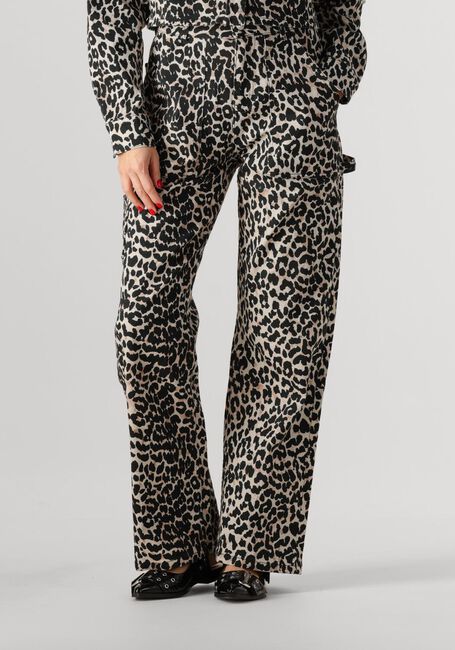 Braune COLOURFUL REBEL Straight leg jeans TINSLEY LEOPARD DENIM WORKER PANTS - large