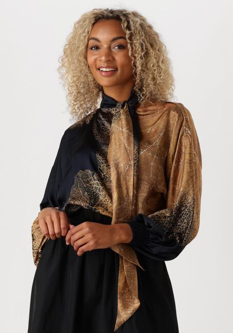 Braune SUMMUM Blusen BOW TIE TOP BORDER PRINT - large