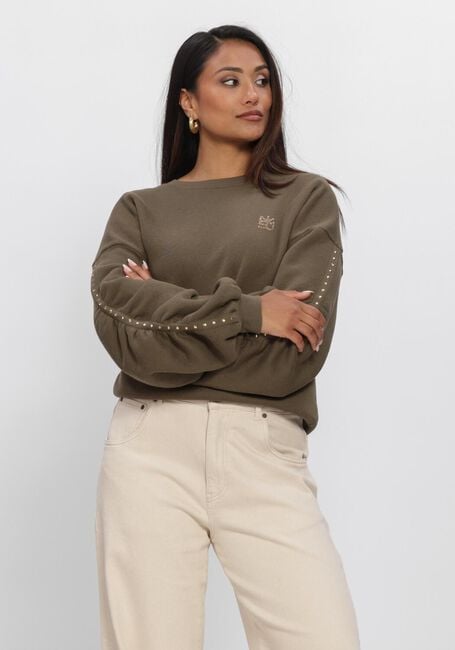 Khaki NUKUS Sweatshirt OLIVIA PULLOVER STUDS - large