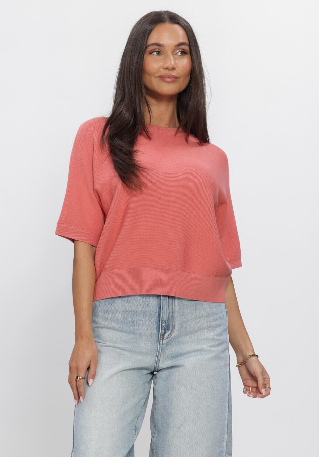 Hell-Pink MSCH COPENHAGEN T-shirt MSCHTHAMIRA 2/4 PULLOVER - large