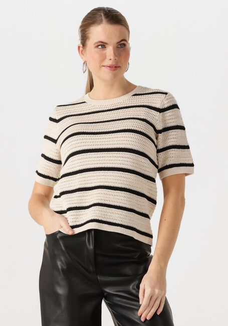 Schwarze SELECTED FEMME T-shirt SLFVINNA SS STRUCTURE KNIT O-NECK - large