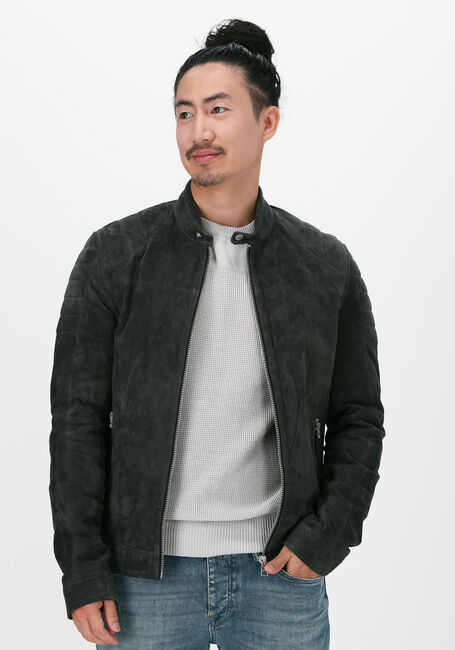Graue GOOSECRAFT Lederjack GC ANYTIME BIKER - large