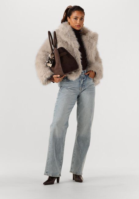 Beige OBJECT Fake-Fur-Jack OBJISADORA L/S LO HAIRY COAT - large