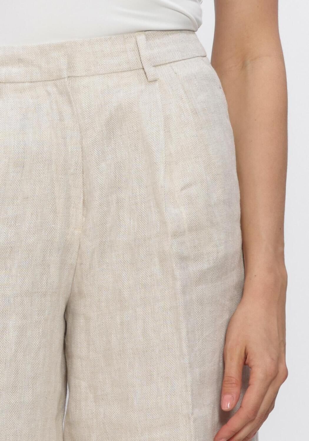 Beige SELECTED WOMEN Kurze Hosen SLFIDA MW LINEN BERMUDA SHORTS - large