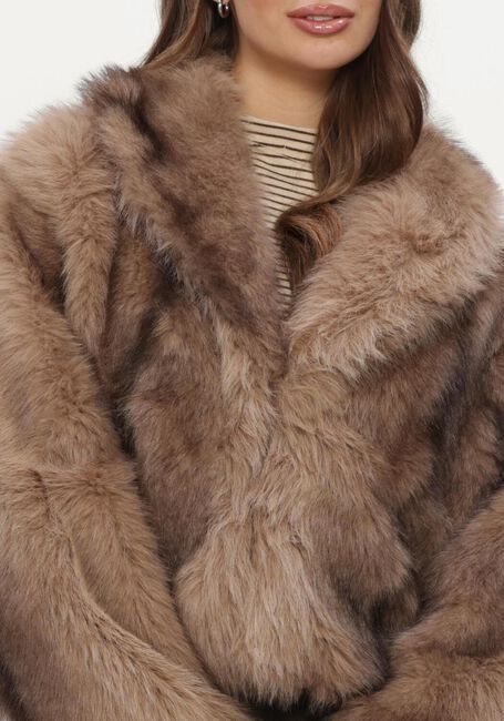 Braune REFINED DEPARTMENT Fake-Fur-Jack LADIES WOVEN FAUX FUR JACKET LUKA - large