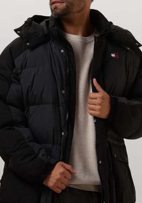 Schwarze TOMMY JEANS Wattierte Jack TJM TWO TONE PARKA - large