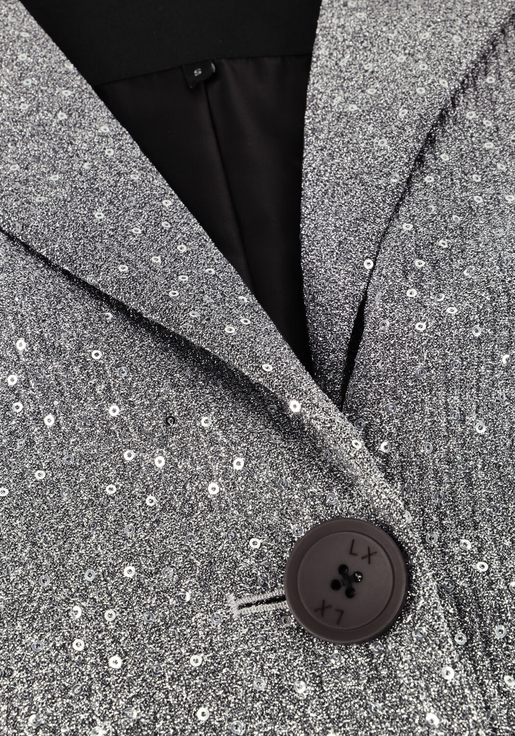 Silberne ALIX THE LABEL M&auml;ntel LADIES WOVEN SEQUIN LONG BLAZER - large