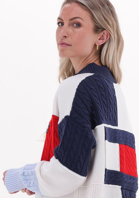 Mehrfarbige/Bunte TOMMY JEANS Strickjacke TJW OVRSZD BACK FLAG CARDIGAN - large