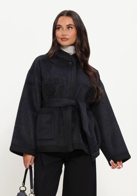 Schwarze ANTIK BATIK Blusen WILLOW KIMONO - large