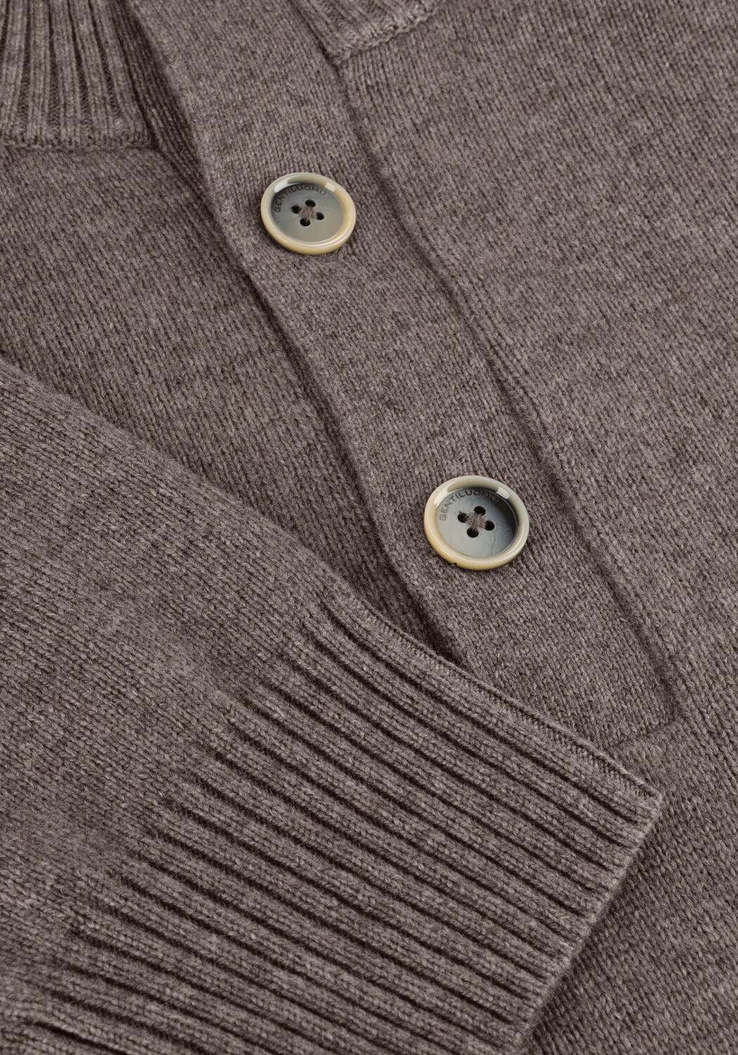 Braune GENTILUOMO Pullover TURTLE BUTTON+ZIP LS - large