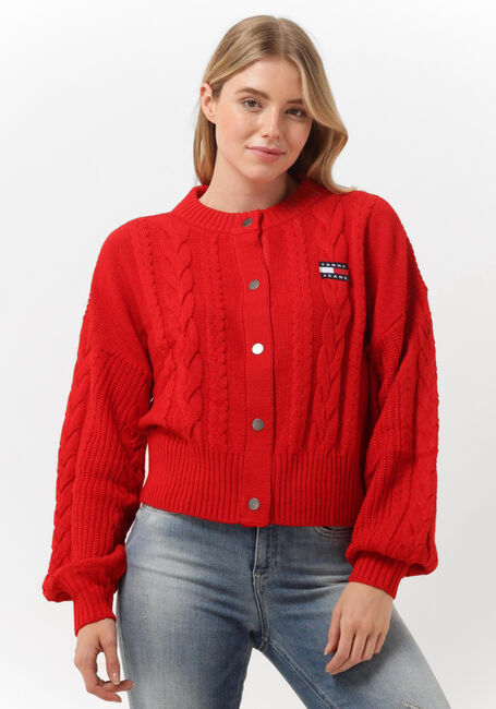 Rote TOMMY JEANS Strickjacke SWEATERS BUTTON - large