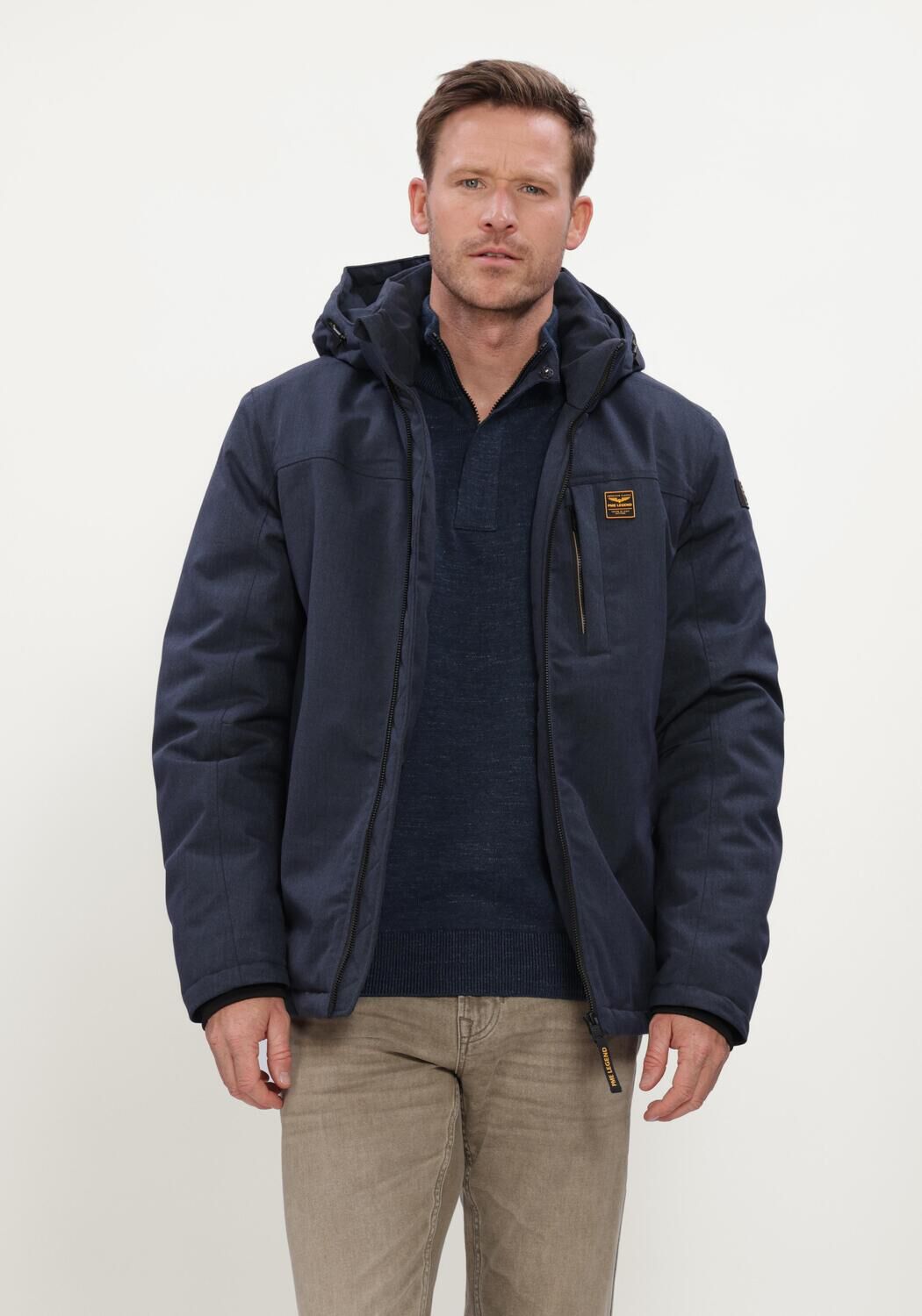 Dunkelblau PME LEGEND Jack SEMI LONG JACKET STRATOR MELANGE TWILL - large