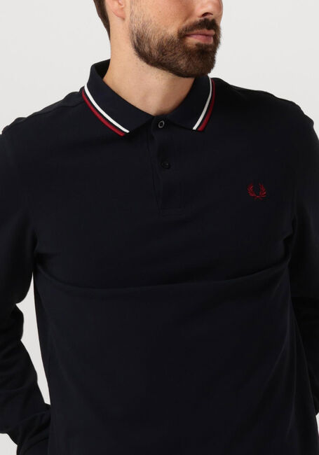 Dunkelblau FRED PERRY Polo-Shirt TWIN TIPPED FRED PERRY SHIRT LONG SLEEVE - large