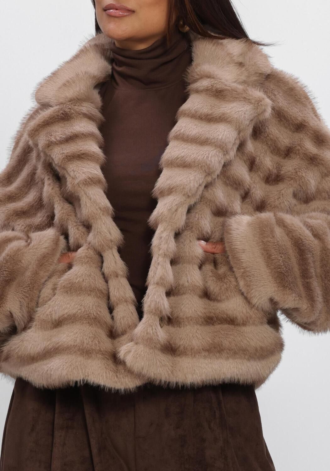 Beige NUKUS Fake-Fur-Jack HILDE JACKET FLUFFY - large