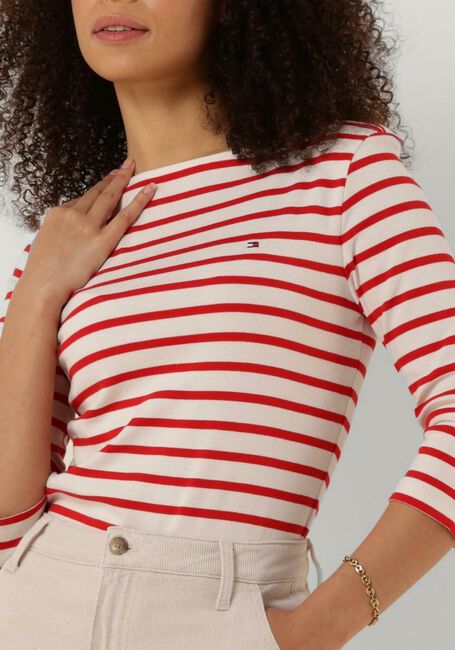 Weiße TOMMY HILFIGER  SLIM CODY RIB STP B-NK 3/4SLV - large