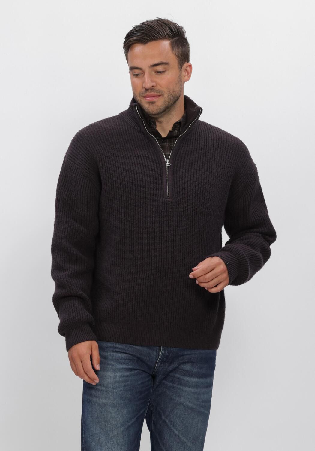 Braune BUTCHER OF BLUE Pullover MARKET HALF ZIP - large