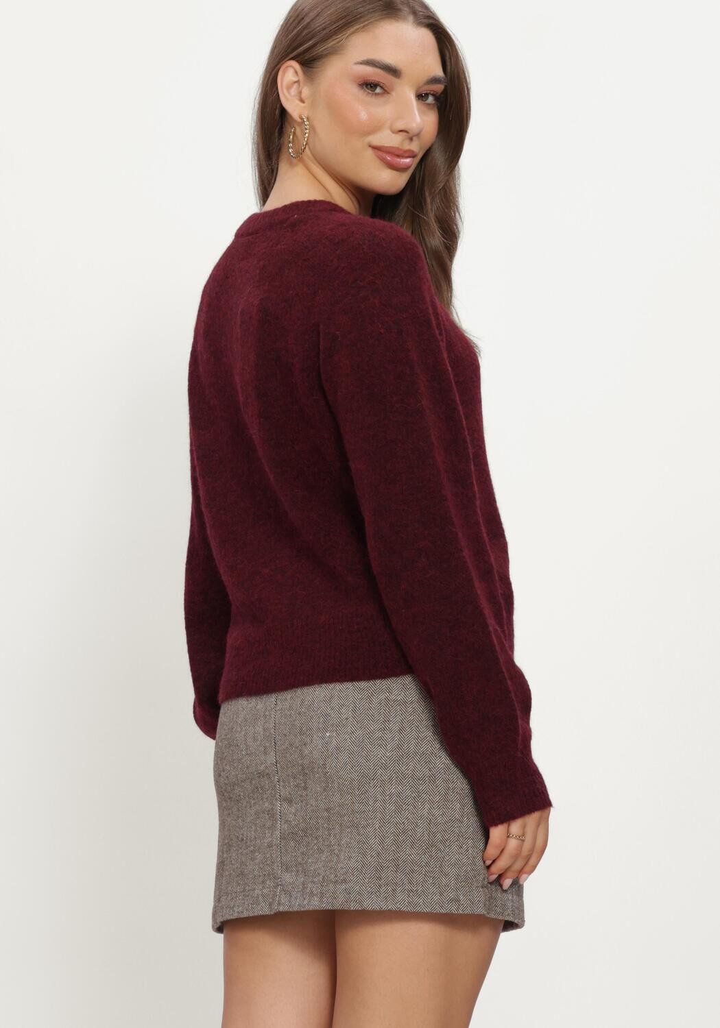 Bordeaux Y.A.S. Strickjacke YASJOHI LS WOOL BLEND CARDIGAN - large