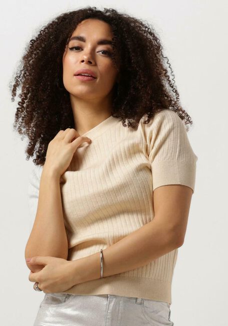 Sand OBJECT T-shirt OBJNOELLE S/S KNIT T-SHIRT - large