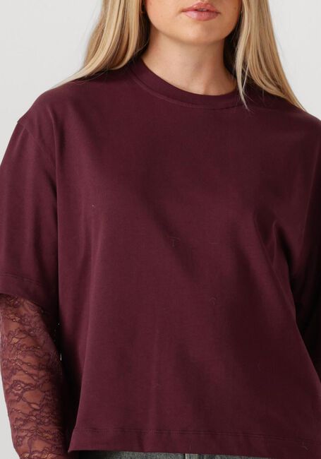 Bordeaux CATWALK JUNKIE T-shirt LOOSE FIT TSHIRT WITH LACE SLEEVES - large