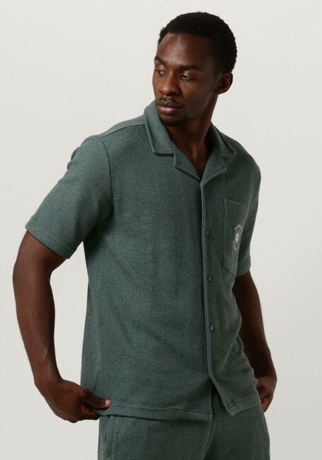 Grüne PURE PATH Casual-Oberhemd STRUCTURED SHORTSLEEVE SHIRT WITH CHEST POCKET AND EMBROIDERY - large