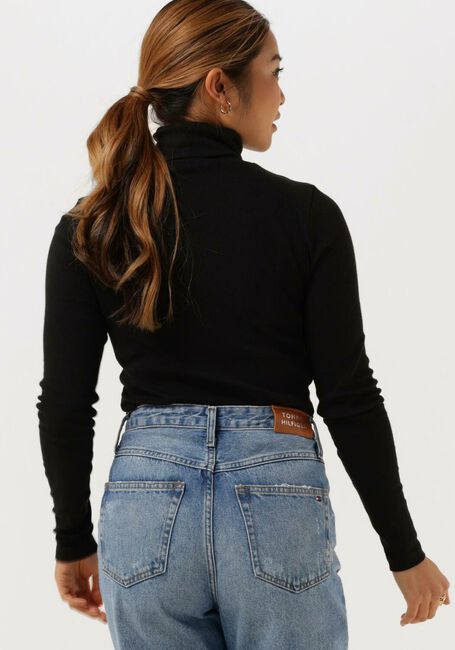 Schwarze TOMMY HILFIGER Rollkragenpullover SLIM MODAL RIB ROLL-NK TOP - large