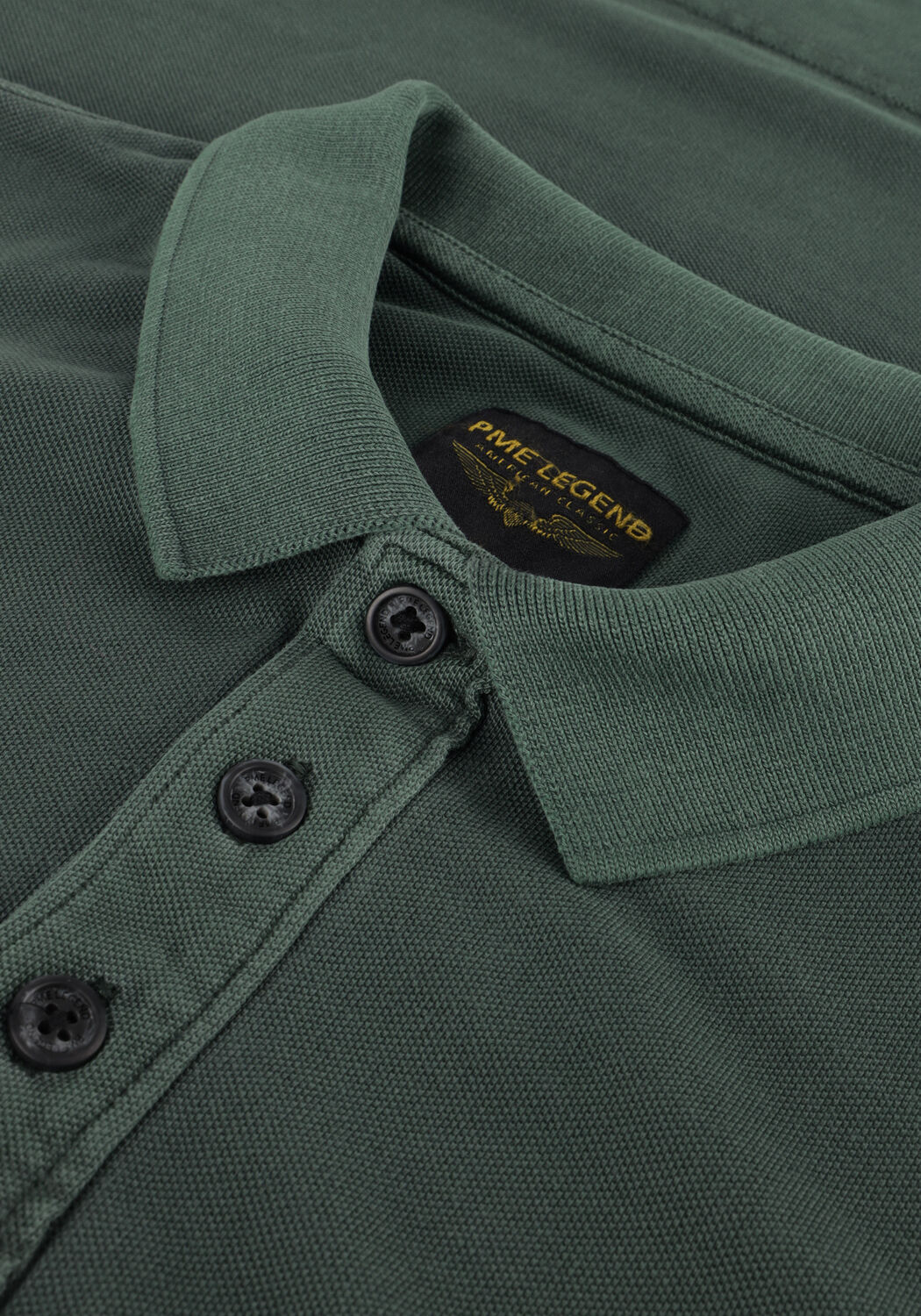 Gr&uuml;ne PME LEGEND Polo-Shirt LONG SLEEVE POLO PIQUE GARMENT DYE - large