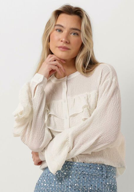 Ecru ALIX THE LABEL Blusen LADIES WOVEN STRUCTURED CHIFFON RUFFLE BLOUSE - large