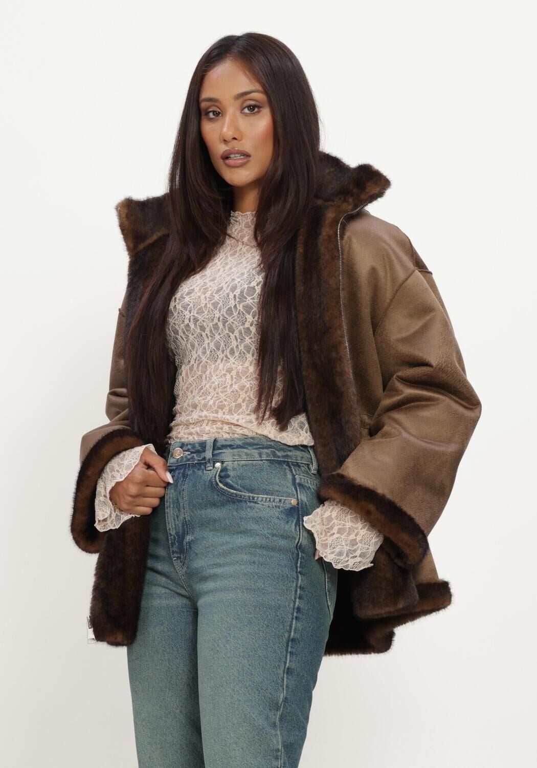 Gr&uuml;ne STUDIO AR Fake-Fur-Jack FRANKIE FAUX MINK - large