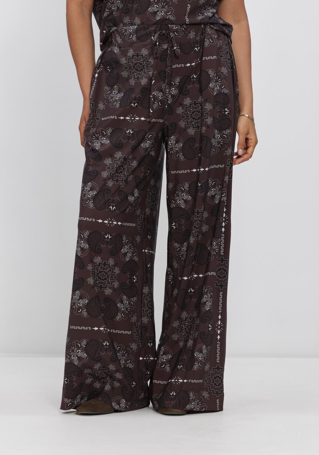 Braune STUDIO ANNELOES Weite Hose Grace paisley trousers - large