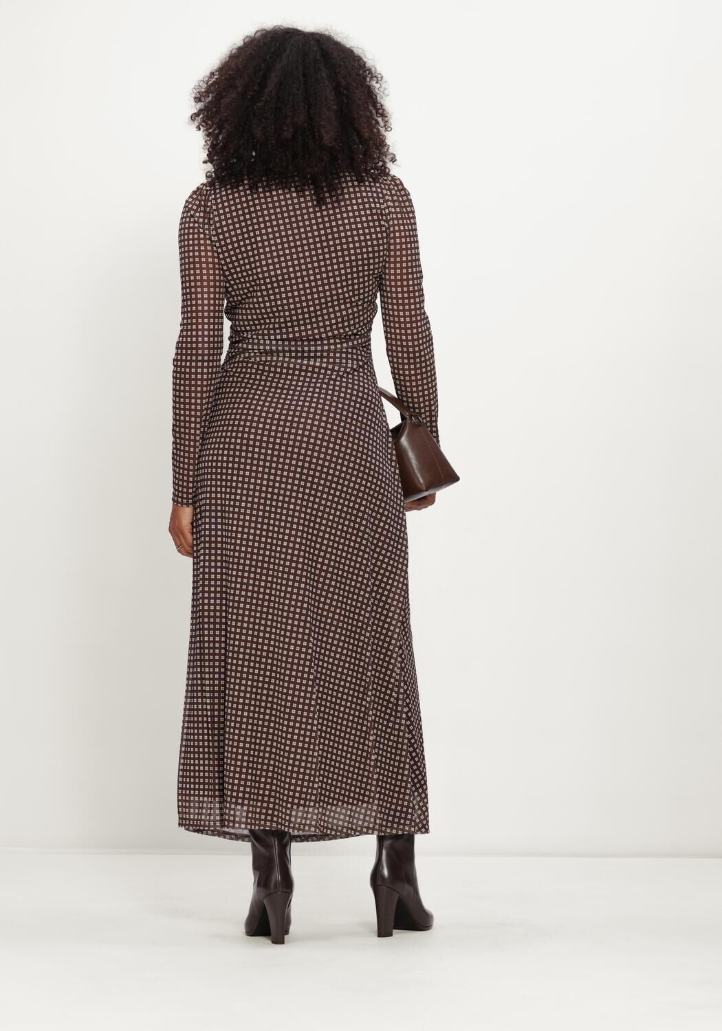 Braune POM AMSTERDAM Maxikleid AMBER CHECK BROWN - large