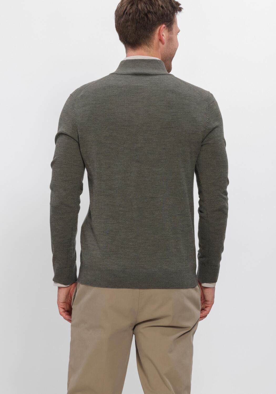 Dunkelgr&uuml;n PROFUOMO Pullover PULLOVER HALF ZIP EXTRAFINE MERINO - large