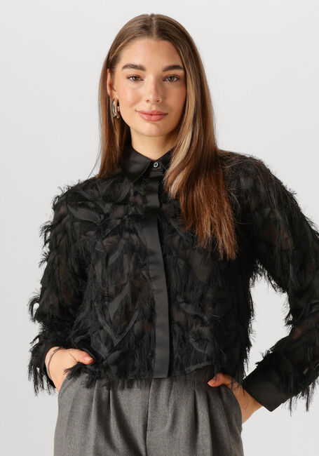 Schwarze SELECTED FEMME Blusen SLFMYLINE LS FLUFFY CROPPED SHIRT - large
