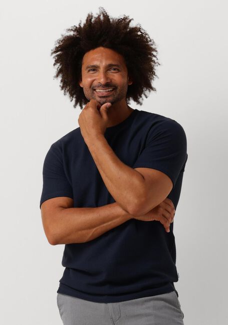 Dunkelblau SELECTED HOMME T-shirt SLHMAURICE STRUCTURE SS O-NECK - large