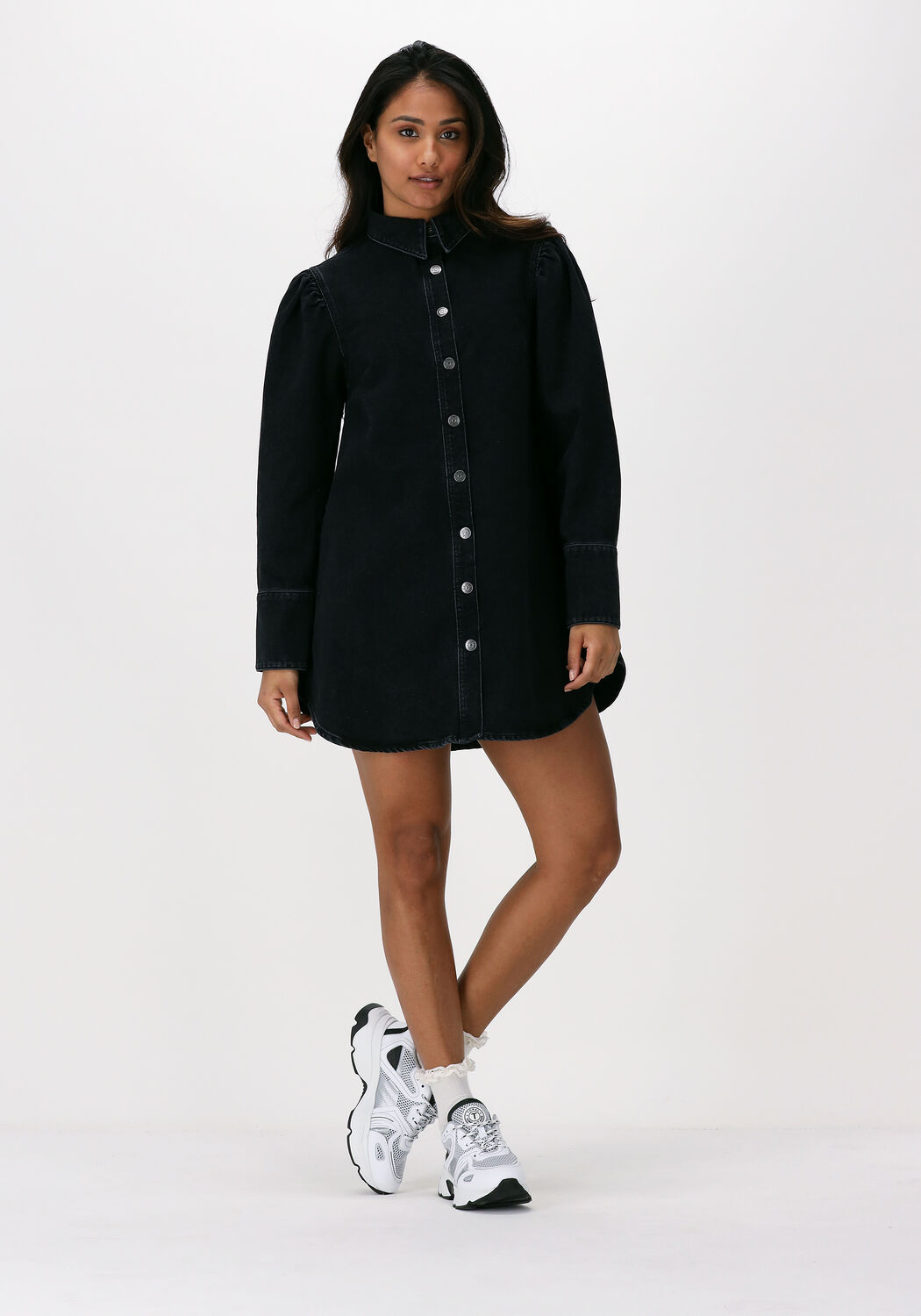 Black denim shirtdress discount