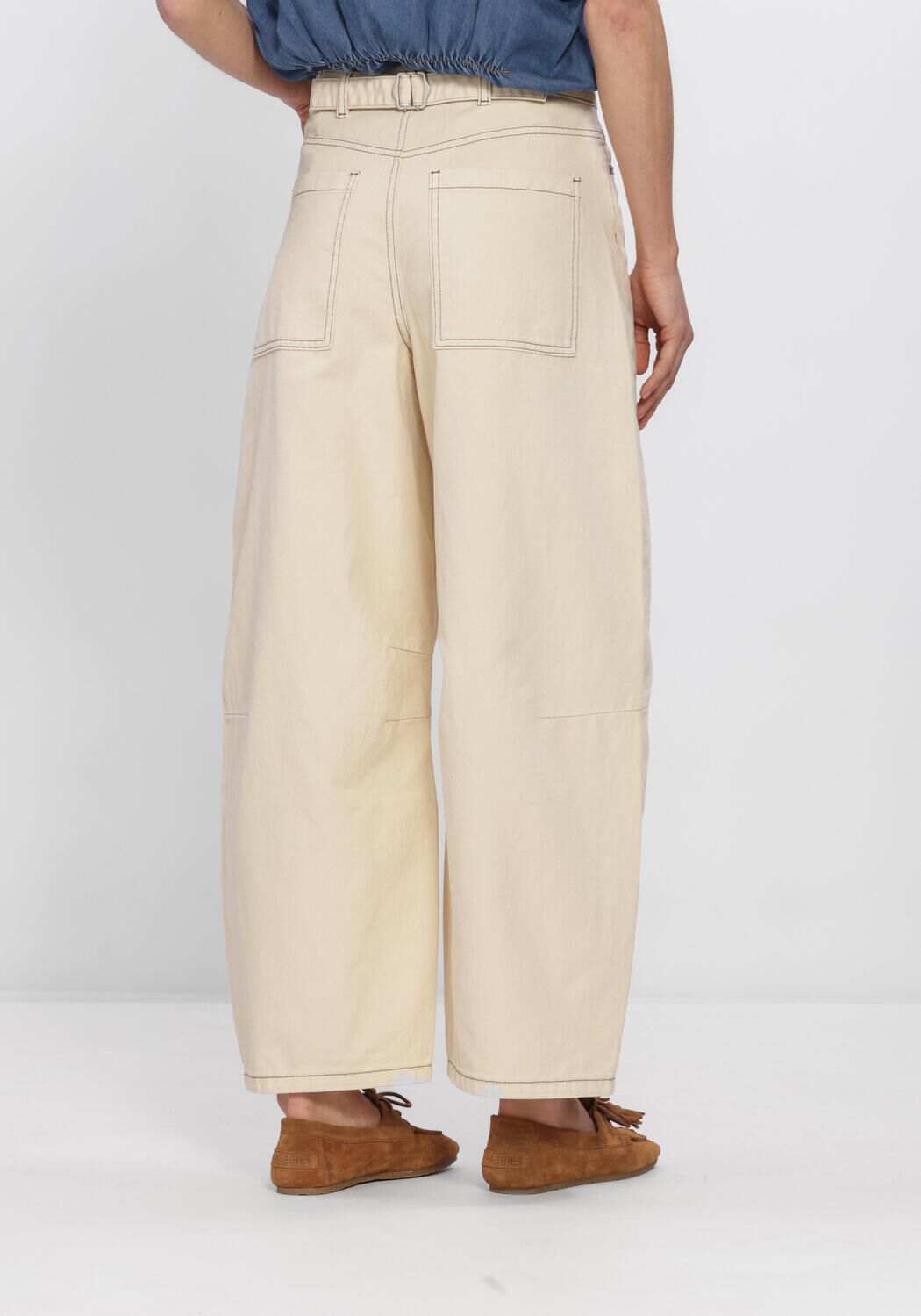 Beige OBJECT Jeans OBJMIO ANDREA MW CROPPED TWILL JEANS - large