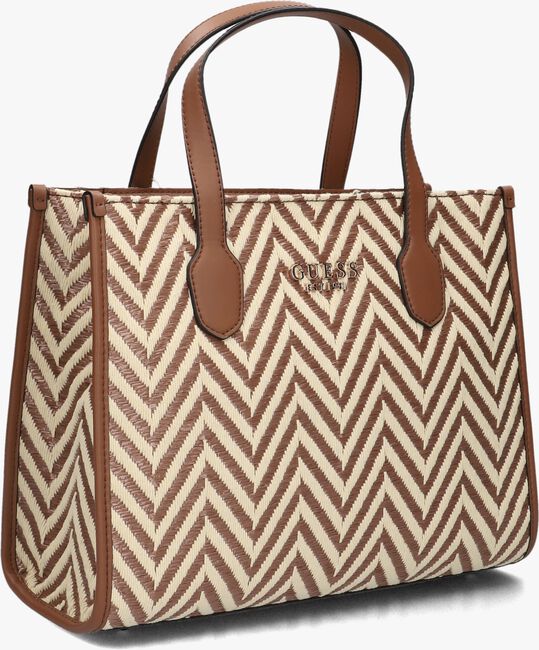 Cognacfarbene GUESS Handtasche SILVANA 2 COMPARTMENT TOTE - large