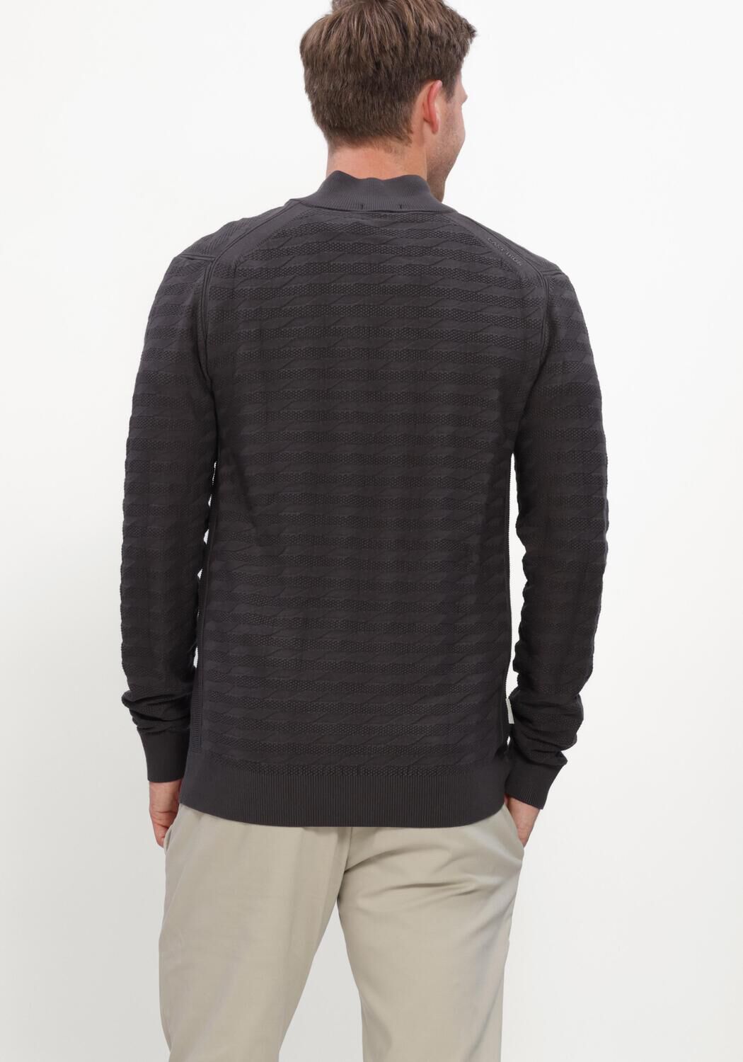 Dunkelgrau CAST IRON Pullover HALF ZIP COLLAR SLIM FIT COMFORT BLEND - large