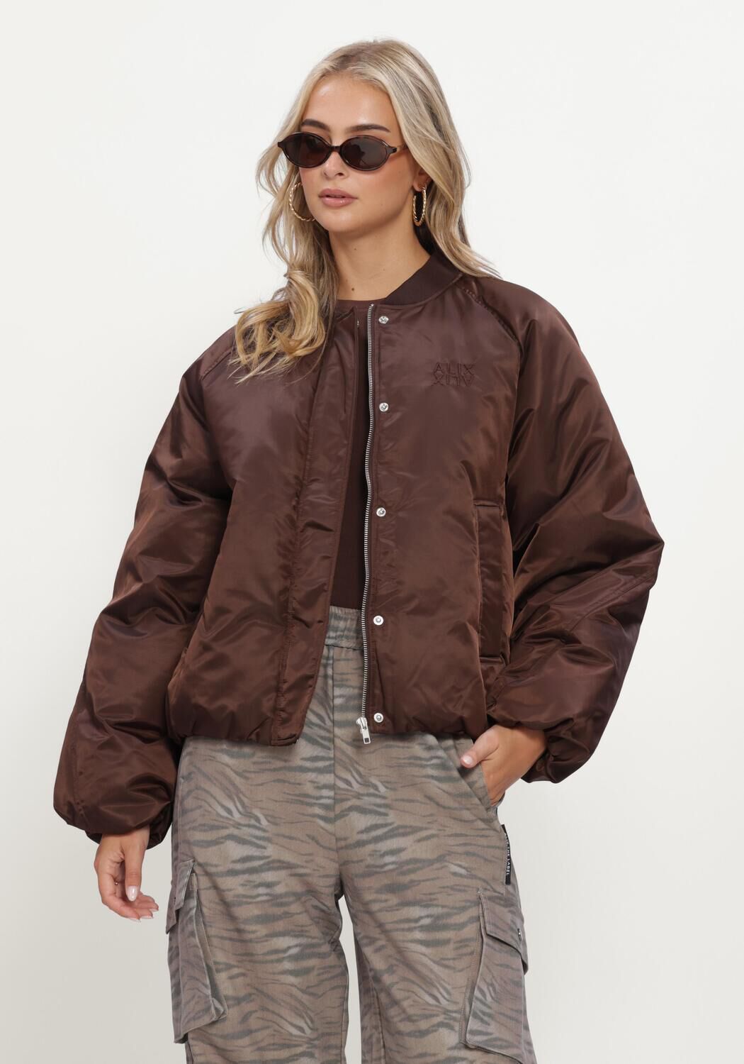 Braune ALIX THE LABEL Jack LADIES WOVEN NYLON JACKET - large