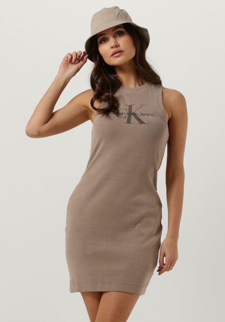 Taupe CALVIN KLEIN Minikleid INERAL DYE RIB TANK DRESS - large