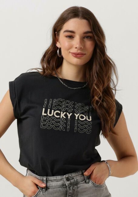 Schwarze BY-BAR T-shirt THELMA LUCKY YOU TOP - large