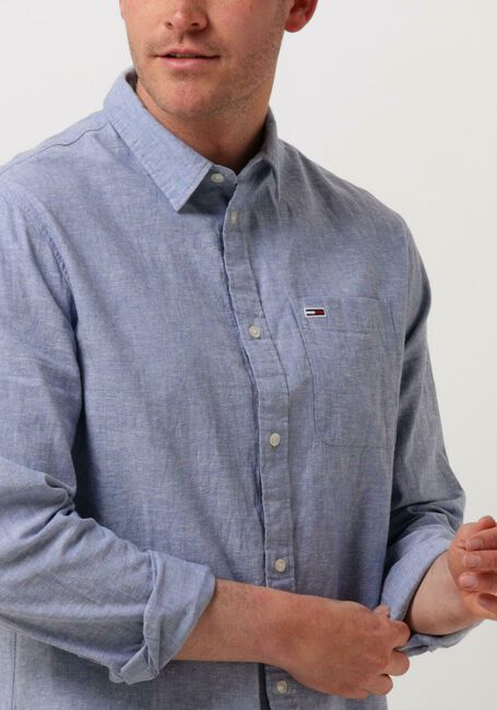 Blaue TOMMY JEANS Casual-Oberhemd TJM REG LINEN BLEND SHIRT - large