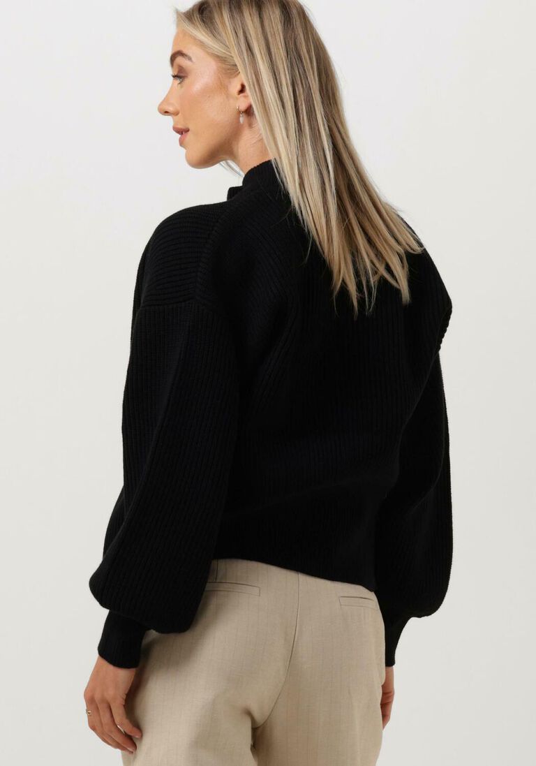 schwarze gestuz strickjacke emblagz zipped cardgian