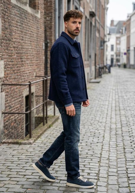 Dunkelblau ANERKJENDT Overshirt AKOSCAR BOILED WOOL OVERSHIRT - large